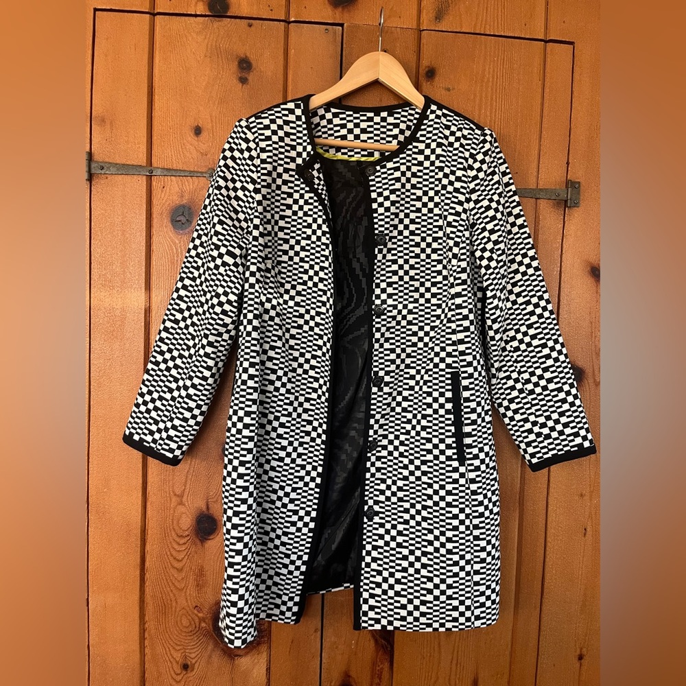 Trina Turk Jacket - black and white checkered pattern. Like new condition!